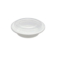 16 oz White Round Take-Out Microwaveable Container with Clear Lid