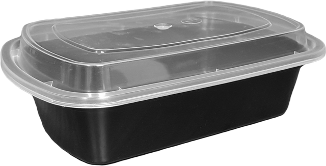 24 oz White Rectangular Take-Out Microwaveable Container with Clear Lid