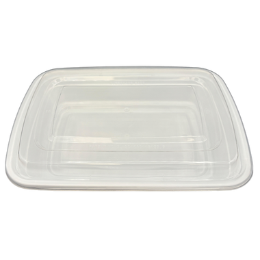 25 oz White Rectangular Take-Out Microwaveable Container with Clear Lid