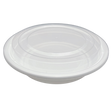 24 oz White Round Take-Out Microwaveable Container with Clear Lid