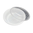 24 oz White Round Take-Out Microwaveable Container with Clear Lid