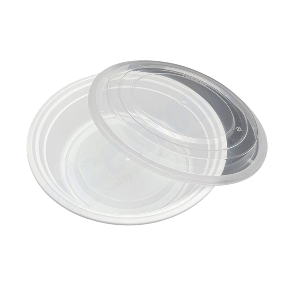 24 oz White Round Take-Out Microwaveable Container with Clear Lid