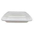 32 oz White Rectangular Take-Out Microwaveable Container with Clear Lid