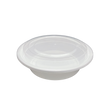 32 oz White Round Take-Out Microwaveable Container with Clear Lid