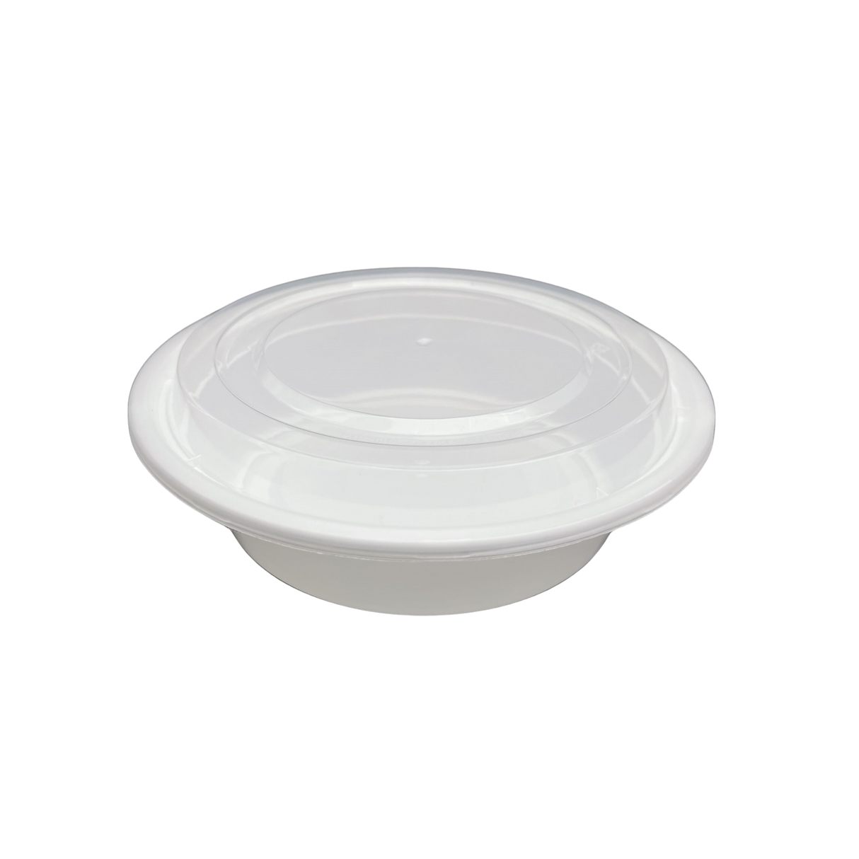 32 oz White Round Take-Out Microwaveable Container with Clear Lid