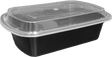 38 oz White Rectangular Take-Out Microwaveable Container with Clear Lid