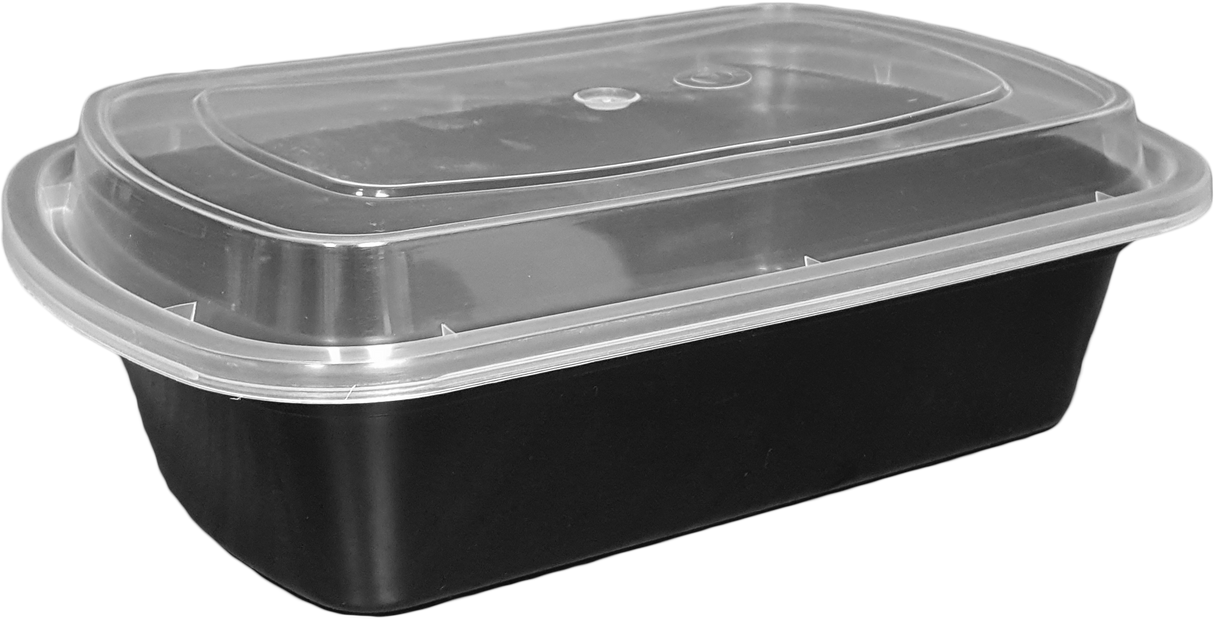 38 oz White Rectangular Take-Out Microwaveable Container with Clear Lid