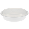 48 oz White Round Take-Out Microwaveable Container with Clear Lid