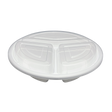 48 oz White Round Take-Out Microwaveable Container with Clear Lid - 3-Comp.