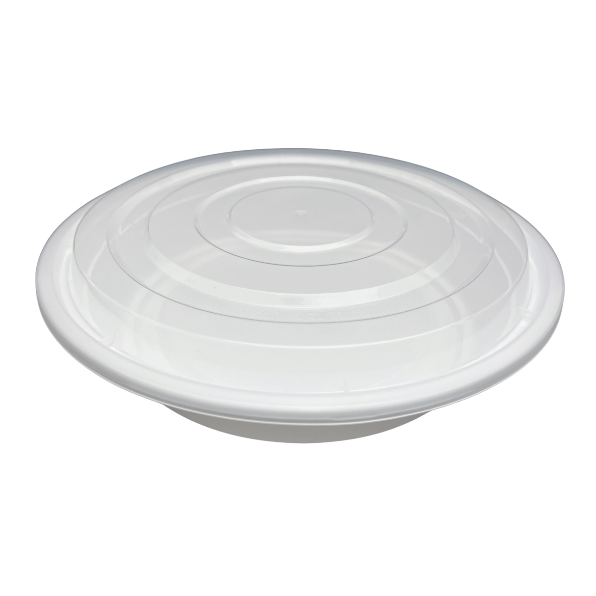 48 oz White Round Take-Out Microwaveable Container with Clear Lid