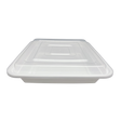 48 oz White Square Take-Out Microwaveable Container with Clear Lid