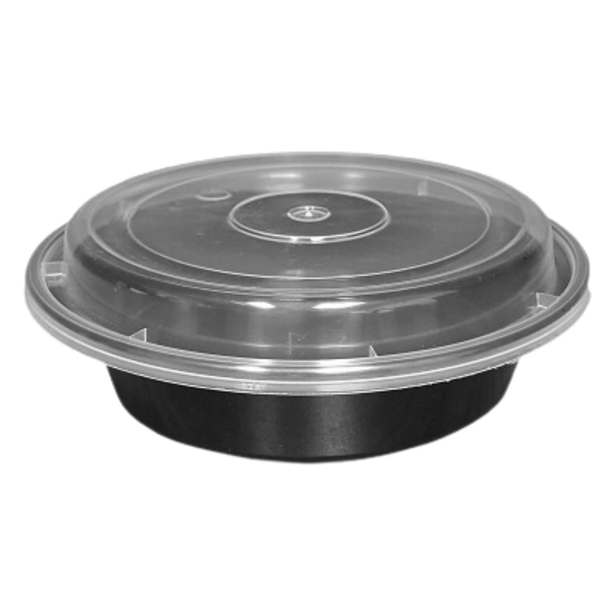 24 oz Black Round Take-Out Microwaveable Container with Clear Lid