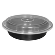 39 oz Black Round Take-Out Microwaveable Container with Clear Lid