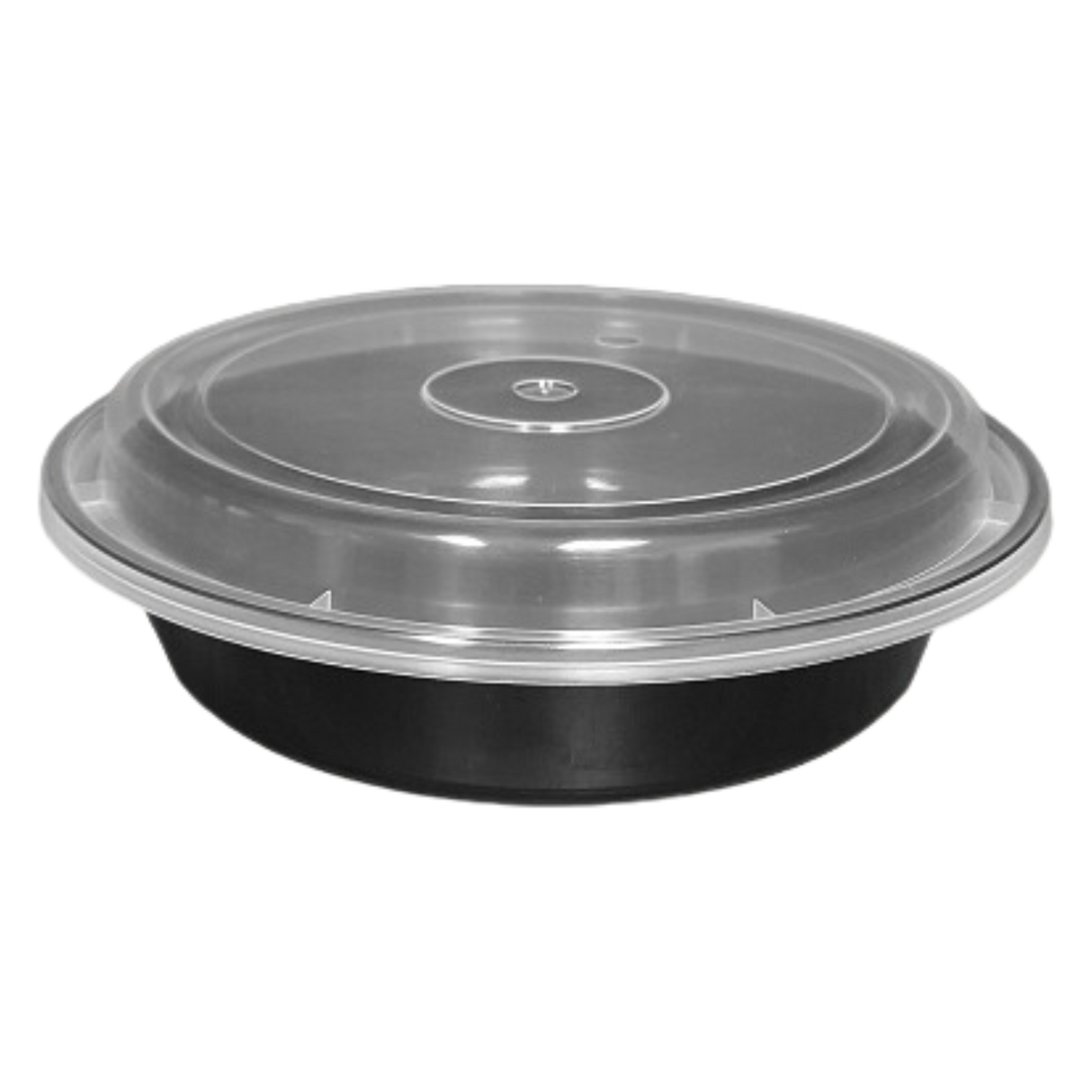 39 oz Black Round Take-Out Microwaveable Container with Clear Lid