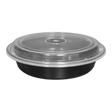 32 oz Black Round Take-Out Microwaveable Container with Clear Lid