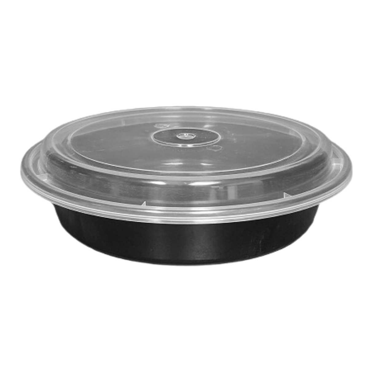 32 oz Black Round Take-Out Microwaveable Container with Clear Lid