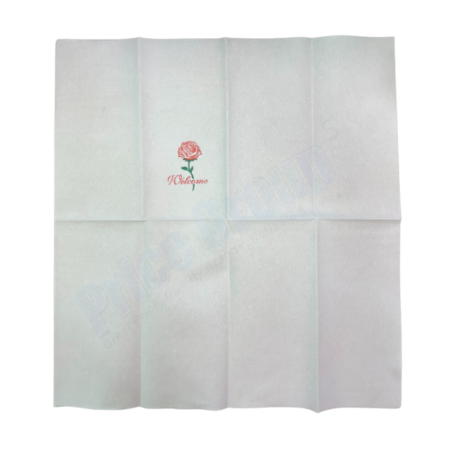 17" x 17", 1/8 Fold Airlaid Rose Printed Napkins
