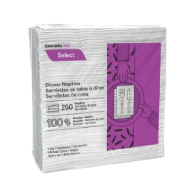 Dinner-Napkins---White-(N050)-1-ply,-1/8-Fold---Cascades