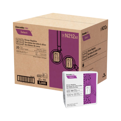 Dinner Napkins - White - NADIN2-S - 150x20/cs, 24/S