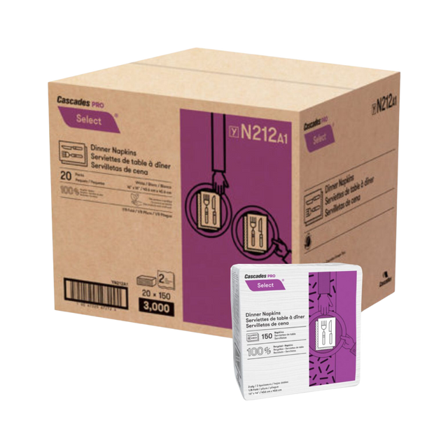 Dinner Napkins - White - NADIN2-S - 150x20/cs, 24/S