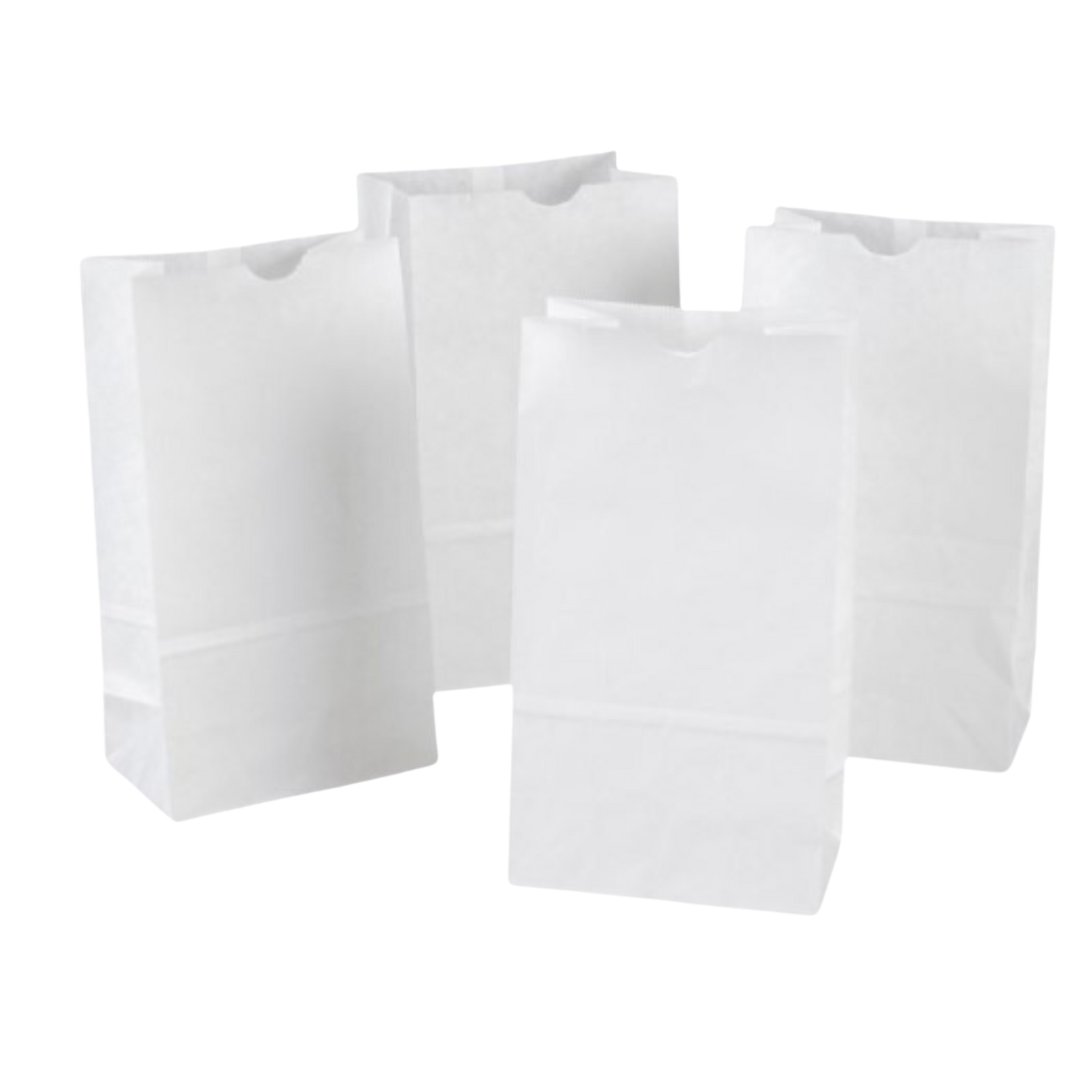 Paper Bags - White - PB20W-MC - 500 pcs, 8x5/S