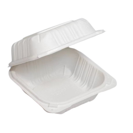 6" x 6" x 2.75" White MFPP Take-Out Container - 1-Comp.