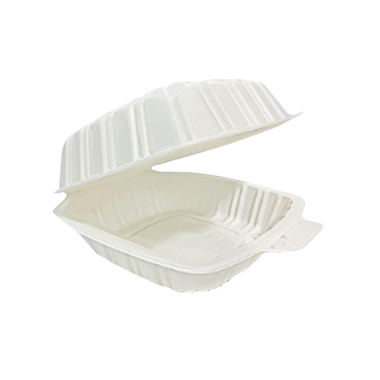 6" x 6" x 2.75" White MFPP Take-Out Container - 1-Comp.