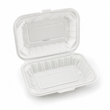 7.5" x 4.5" x 3" White MFPP Take-Out Container - 1-Comp.