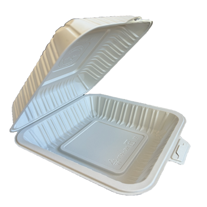 8.2" x 7.7" x 2.8" White MFPP Take-Out Container - 1-Comp.