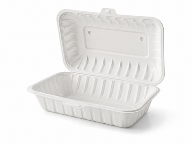 8" x 5.25" x 3" White MFPP Take-Out Container - 1-Comp.