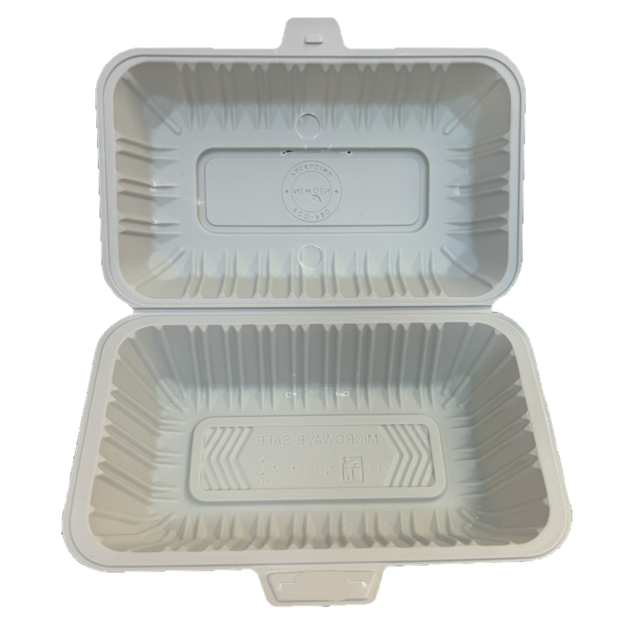 9" x 5.25" x 3" White MFPP Take-Out Container - 1-Comp.
