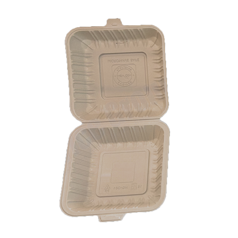 8" x 8" x 3.75" White MFPP Take-Out Container - 1-Comp.