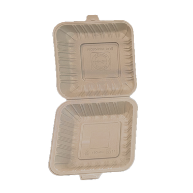 8" x 8" x 3.75" White MFPP Take-Out Container - 1-Comp.