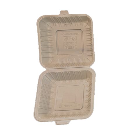 8" x 8" x 3.75" White MFPP Take-Out Container - 1-Comp.