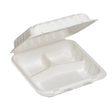 8" x 8" x 3.75" White MFPP Take-Out Container - 3-Comp.
