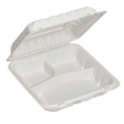 9" x 9.25" x 3" White MFPP Take-Out Container - 3-Comp.
