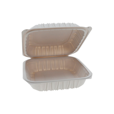 8.5" x 8.5" x 3" White MFPP Take-Out Container - 1-Comp.