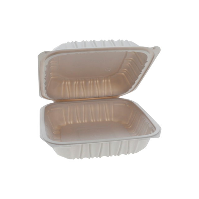 8.5" x 8.5" x 3" White MFPP Take-Out Container - 1-Comp.
