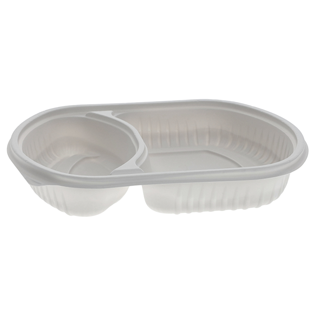 outMFPP Take-Out Container (0CN84637000W) 2-Comp, White, Rectangle - Pactiv
