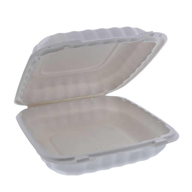 9" x 9" x 3" White MFPP Take-Out Container - 1-Comp.