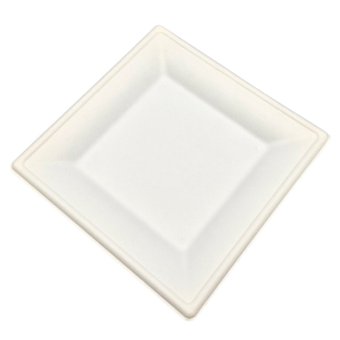 Sugarcane/Bagasse Plate (PL108S-GV) 8", Square, 1-Comp. - Green Valley