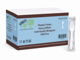 White Heavy Individually Wrapped Plastic Forks