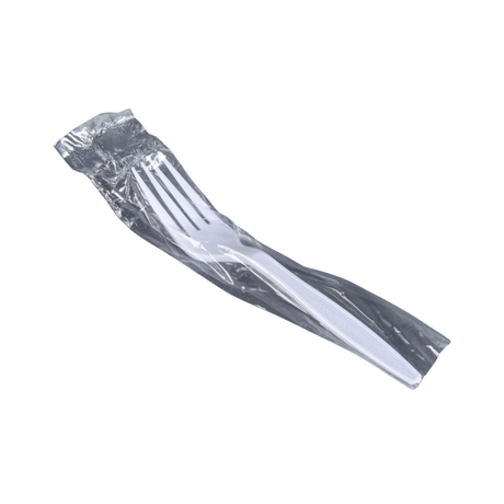 White Heavy Individually Wrapped Plastic Forks