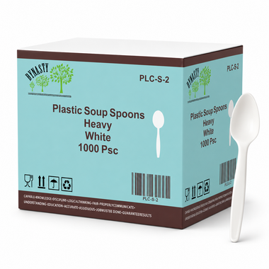 White Heavy Plastic Soup Spoons