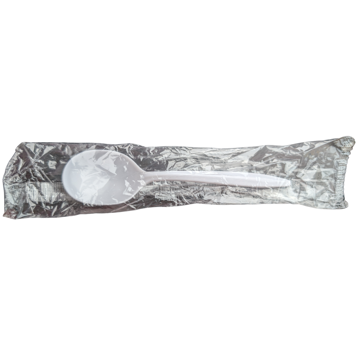 White Heavy Individually Wrapped Plastic Soup Spoons