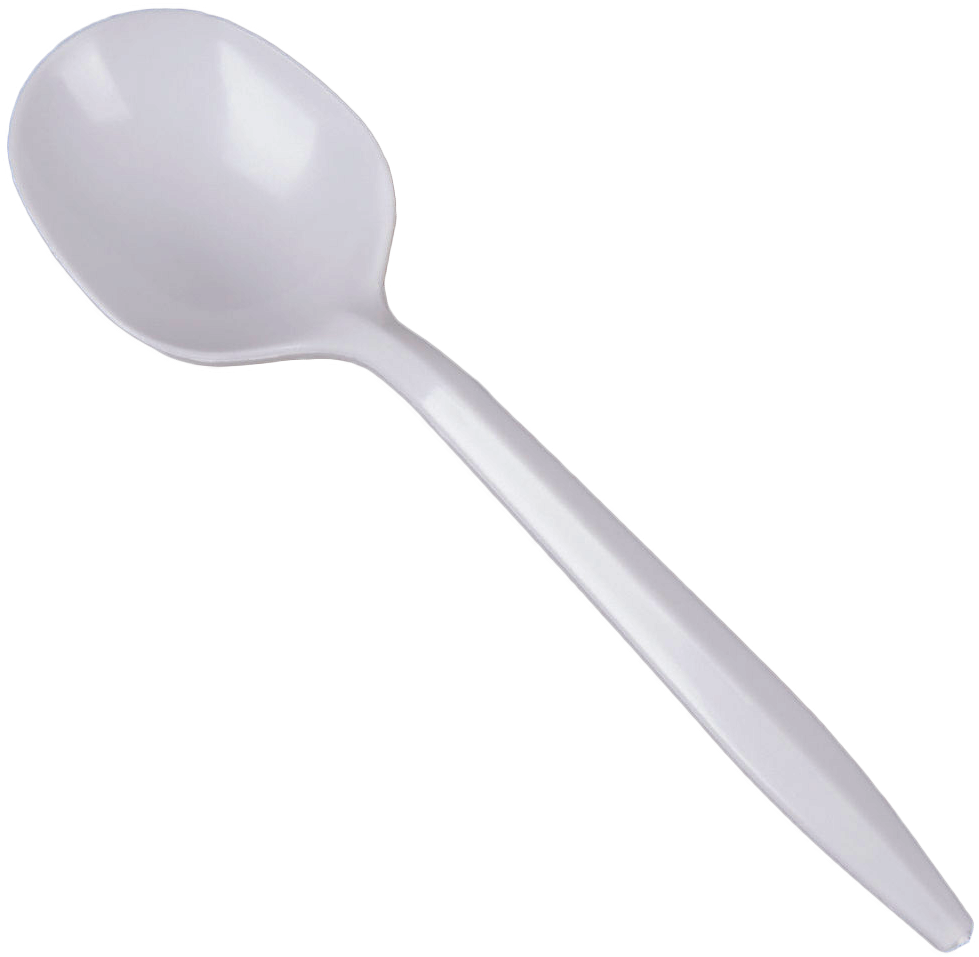 Plastic Soup Spoons (PLC-S-D/2208040 / B1004) White, Medium - Dynasty