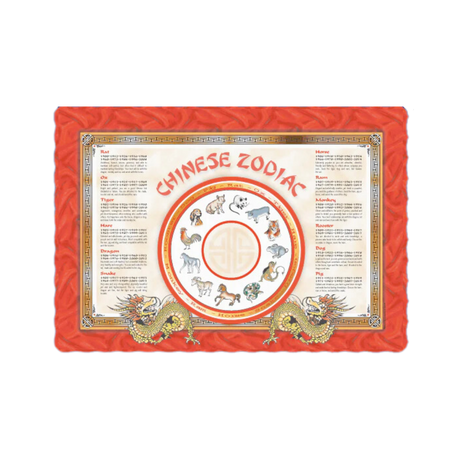 ***OUT**Placemat - Chinese Red Zodiac - PM12-1 - 1000 pcs, 12x15/S