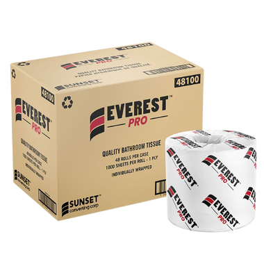 1000 sheets, 1 ply Standard Toilet Paper - 48 Rolls