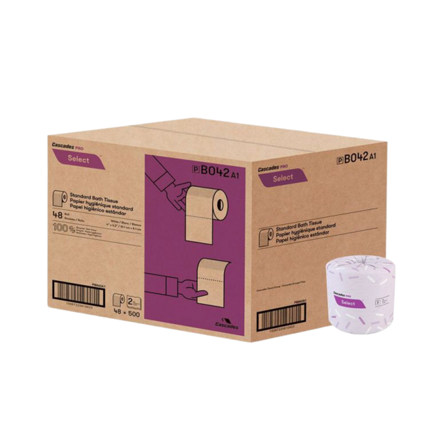 500 sheets 2 ply Standard Toilet Paper - 48 Rolls