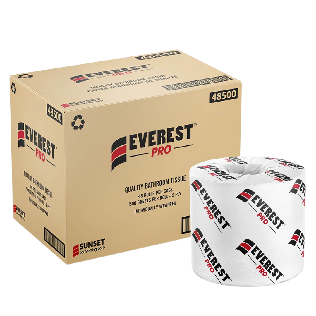 500 sheets, 2 ply Standard Toilet Paper - 48 Rolls
